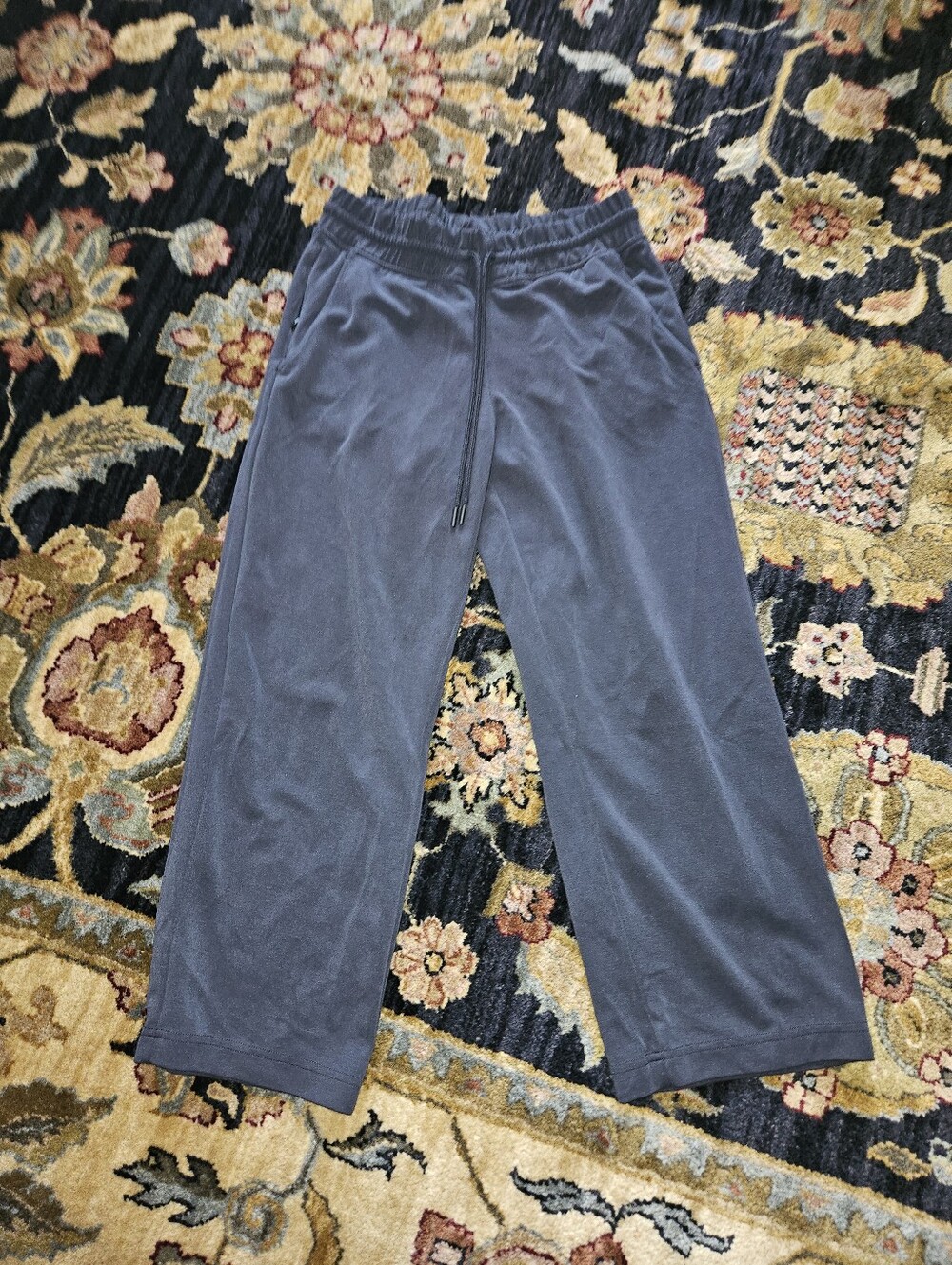 Casual Wide-Leg Drawstring Pants Black